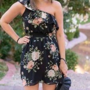 Floral one shoulder dress
